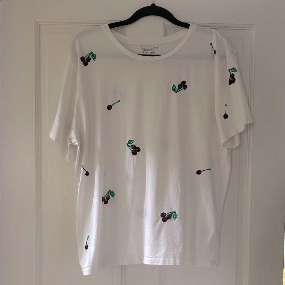 Cherry Patterned White Short Sleeve Tee